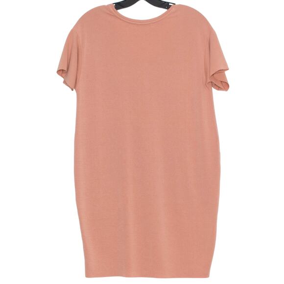 Zara Womens Dress Shift Pockets Raw Edges Coral Size Small LD - Picture 2 of 5